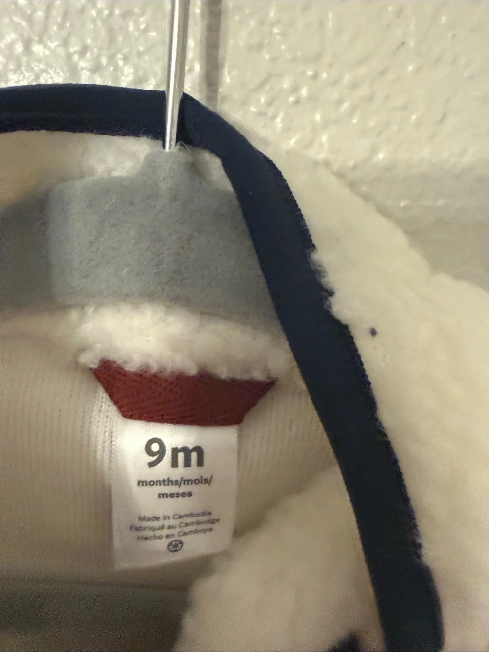 Carter's Cream Sherpa Vest with Navy Trim